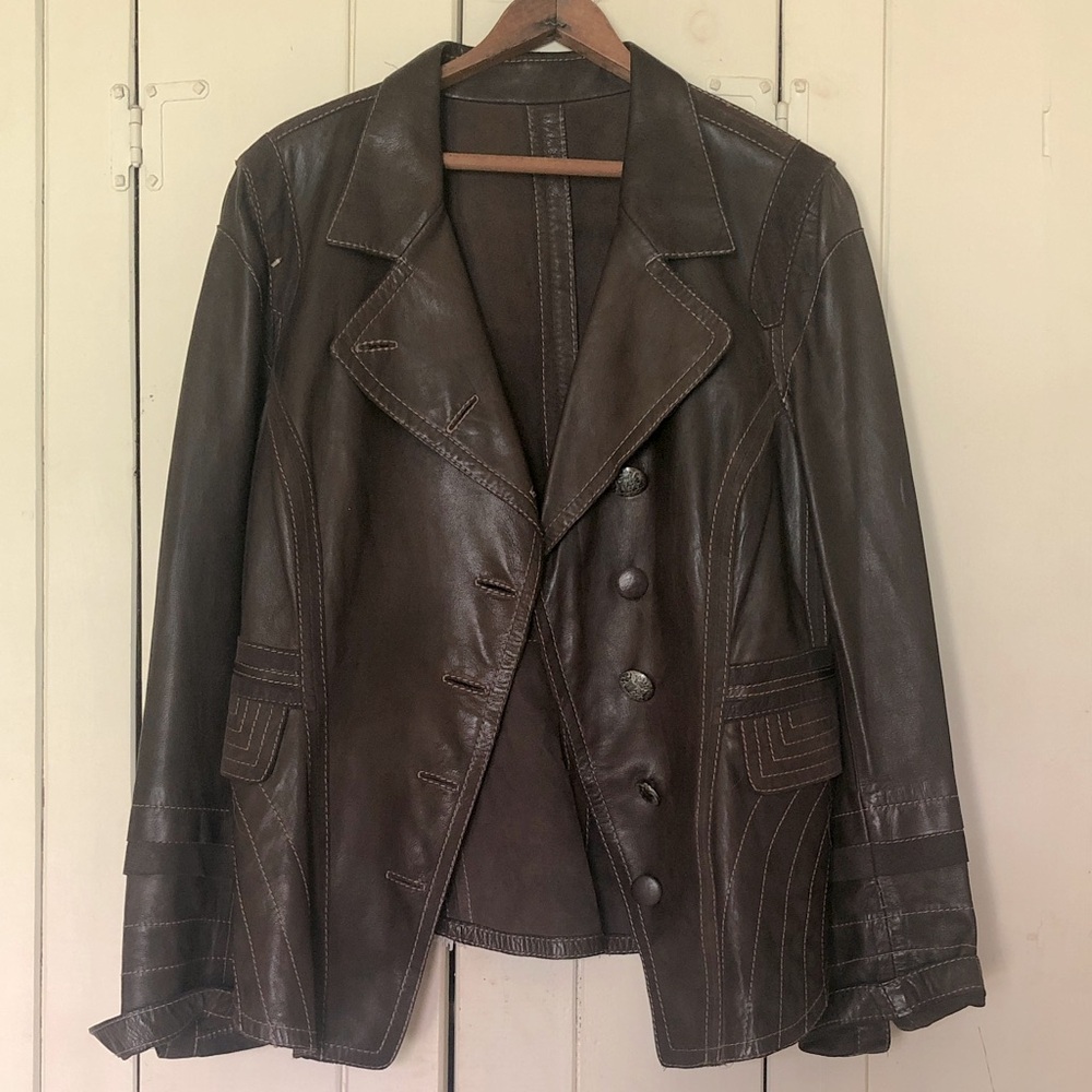 Overland Brown Leather Jacket - size L/XL